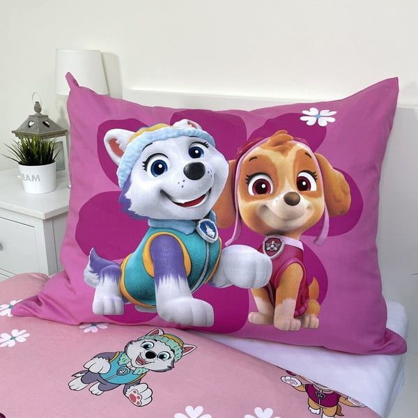 Rožinės spalvos iš medvilnės viengulė vaikiška patalynė 140x200 cm Paw Patrol "Heroic" – Jerry Fabrics-image-3