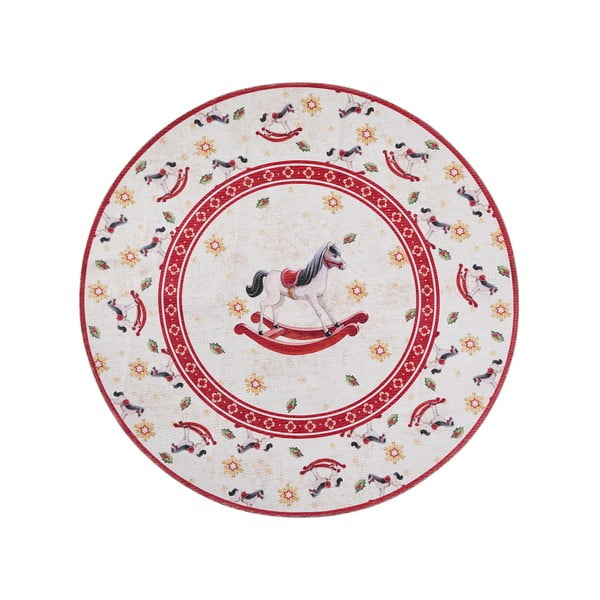 Raudonos spalvos apvalios formos kilimas su Kalėdų motyvu ø 160 cm Toy's Delight Rocking Horse – Villeroy&Boch