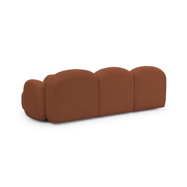 Terakotos spalvos kampinė sofa iš boucle (su dešiniuoju kampu/su gultu) Orbit – Ropez-image-3