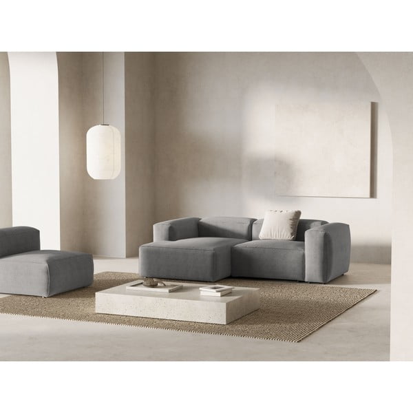 Šviesiai pilkos spalvos iš kordinio velveto kampinė sofa (su kairiuoju kampu/su gultu) Bergamo – Cosmopolitan Design-image-1