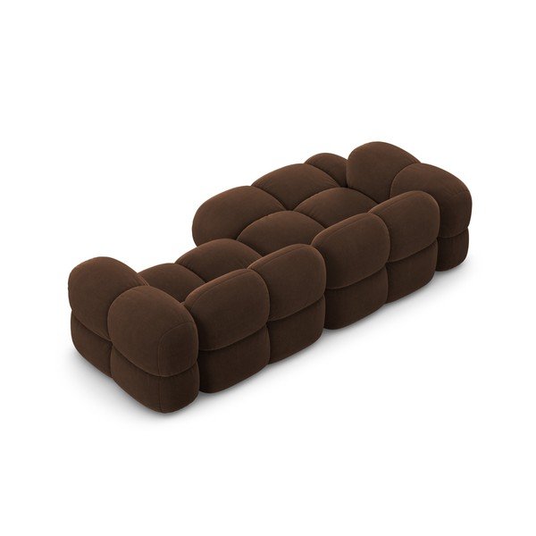 Tamsiai rudos spalvos iš velveto kampinė sofa (su kairiuoju kampu/su gultu) Loretto – Cosmopolitan Design-image-4