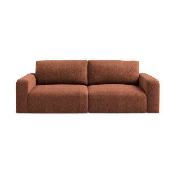 Terakotos spalvos sulankstoma/su sandėliavimo vieta sofa iš šenilinio audinio 252 cm Kona – Makamii
