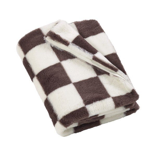 Baltos spalvos/tamsiai rudos spalvos antklodė ir pledas 130x170 cm Cosy Soft Checkerboard – Catherine Lansfield