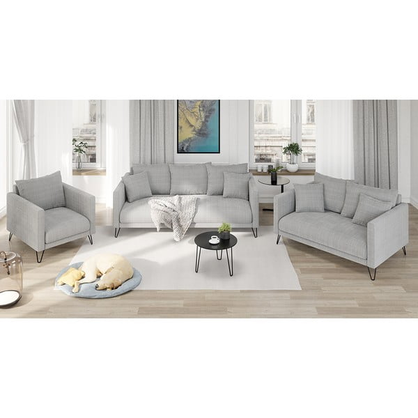 Šviesiai pilkos spalvos iš šenilinio audinio sofa 200 cm Freya – Ropez-image-4