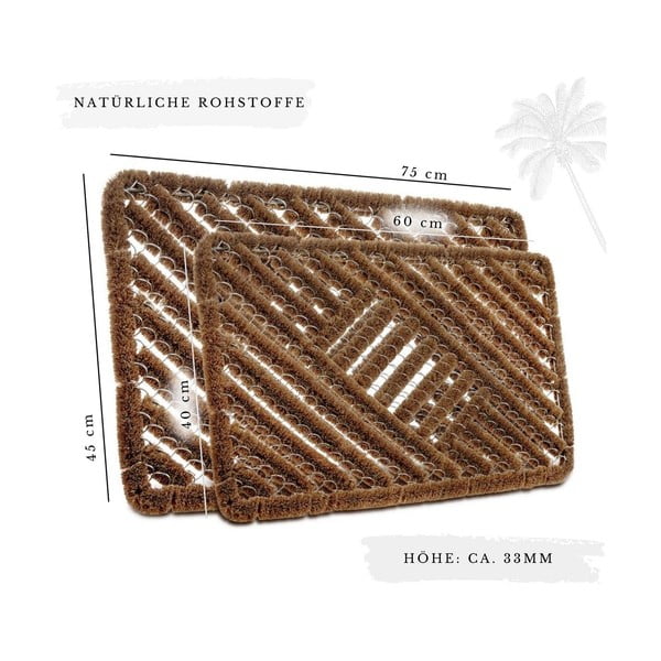 Grindų kilimėlis iš kokoso pluošto 40x60 cm Coco Natural – Hanse Home-image-4