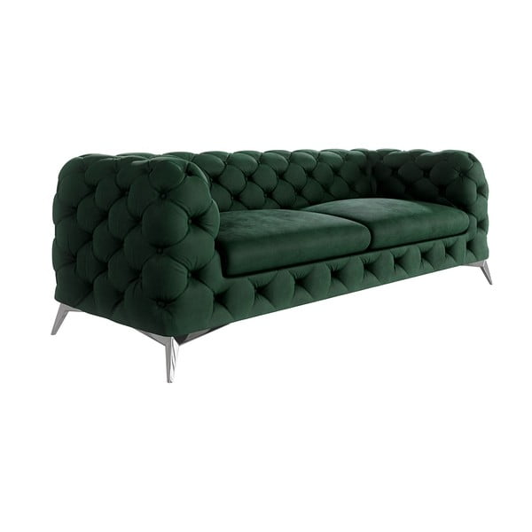 Tamsiai žalios spalvos iš velveto sofa 225 cm Chelsea – Ropez-image-1
