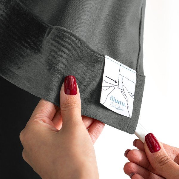 Iš velveto pritemdymas (dalinis užtemimas) užuolaida tamsiai pilkos spalvos 265x175 cm Velto – Filumi-image-4