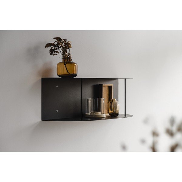 Juodos spalvos iš metalo kelių aukštų sieninė lentyna 60 cm Lina – noo.ma-image-2