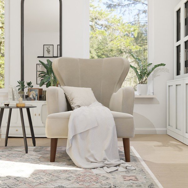 Krėslas smėlio spalvos iš velveto Lento – Ropez-image-3