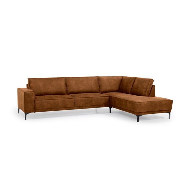 Iš dirbtinės odos kampinė sofa konjako rudos spalvos (su dešiniuoju kampu) Copenhagen – Scandic-image-2