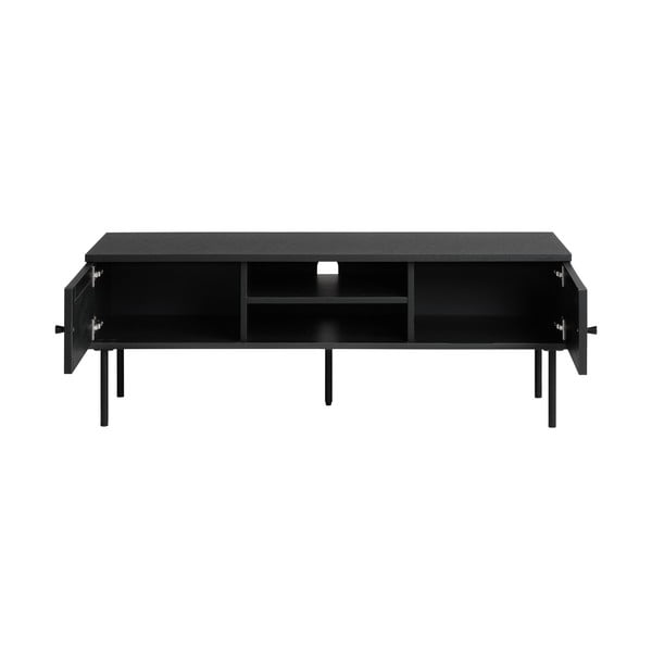 Juodos spalvos ąžuolinis TV staliukas 120x43 cm Pensacola - Unique Furniture-image-4