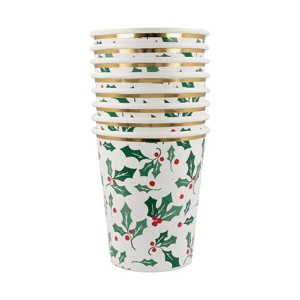 Iš popieriaus vienkartiniai puodeliai 8 vnt. Holly Pattern – Meri Meri-image-2