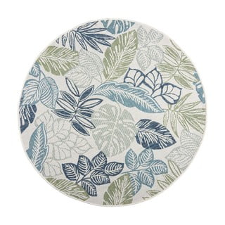 Žalios spalvos/mėlynos spalvos apvalios formos lauko ir vidaus kilimas ø 160 cm Bella Leaf – Flair Rugs