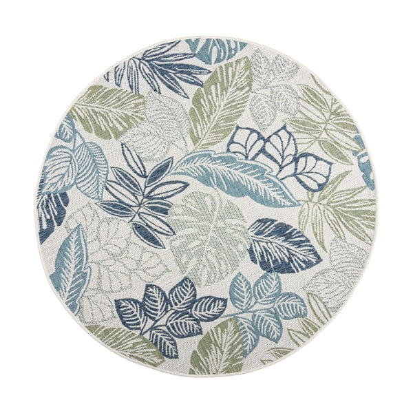 Žalios spalvos/mėlynos spalvos apvalios formos lauko ir vidaus kilimas ø 160 cm Bella Leaf – Flair Rugs