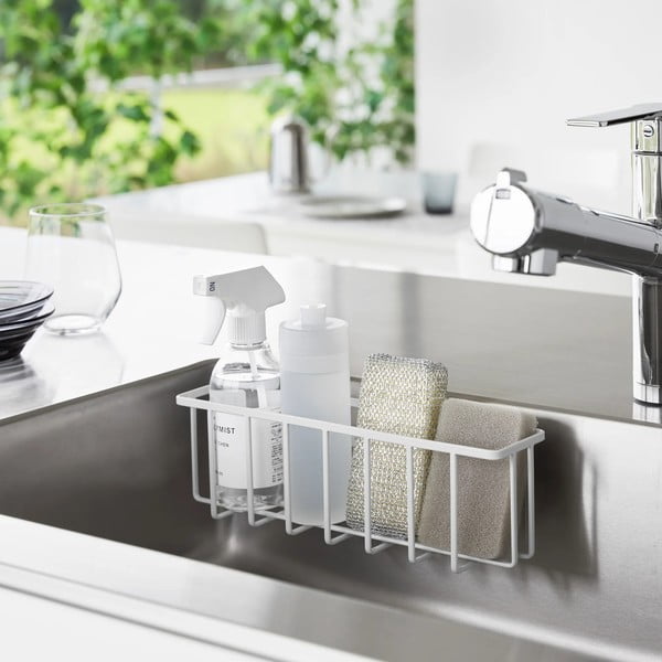 Su montavimu be gręžimo baltos spalvos iš metalo stovas skalbimo reikmenims Film Hook – YAMAZAKI-image-1