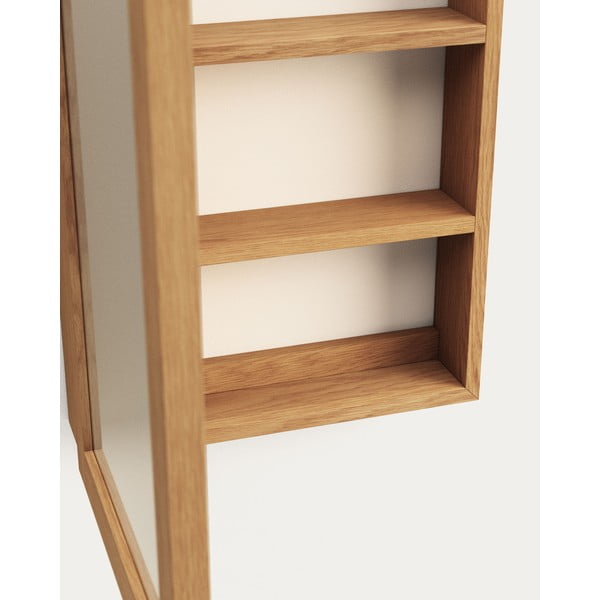 Pakabinama/su veidrodžiu vonios daiktadėžė natūralios spalvos iš tikmedžio masyvo 50x70 cm Plubia – Kave Home-image-4