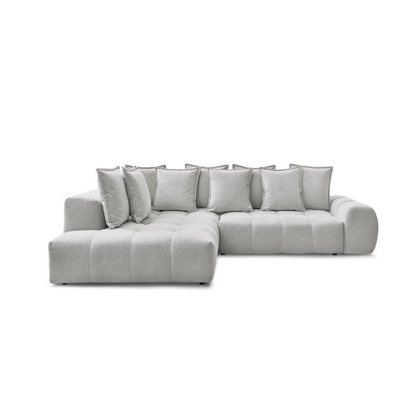 Šviesiai pilkos spalvos iš šenilinio audinio sulankstoma/su sandėliavimo vieta kampinė sofa (su kairiuoju kampu/„L“ formos) Everest – Bobochic Paris