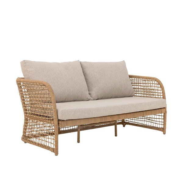 Smėlio spalvos/natūralios spalvos iš dirbtinio rotango sodo sofa Penzano – Bloomingville