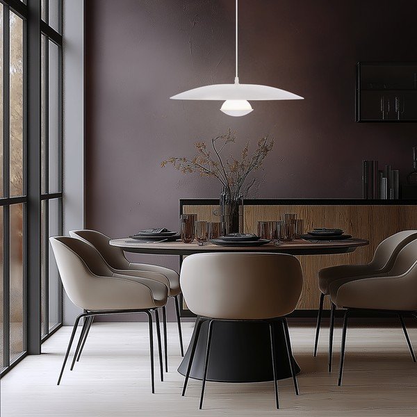 Baltos spalvos kabantis šviestuvas LED su metaliniu gaubtu Lund – Candellux Lighting-image-2