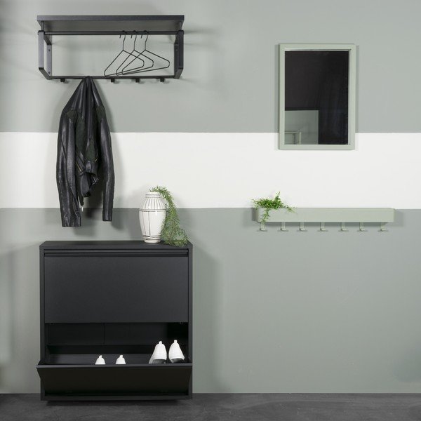 Juodos spalvos iš metalo atlenkiama spintelė batams 75x77,5x22,5 cm Billy – Spinder Design-image-4