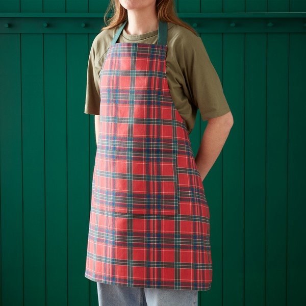 Iš medvilnės prijuostė su Kalėdų motyvu Christmas Tartan Check – Catherine Lansfield-image-1