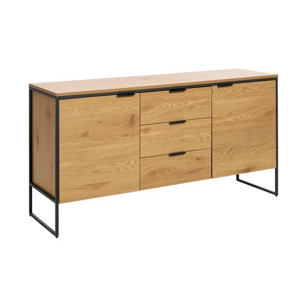 Natūralios spalvos šoninė spintelė iš ąžuolo 155x81x45 cm Cesura – Unique Furniture-image-2