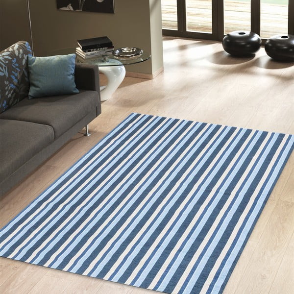 Itin patvarus virtuvės kilimas "Webtappeti Stripes Blue", 80 x 130 cm