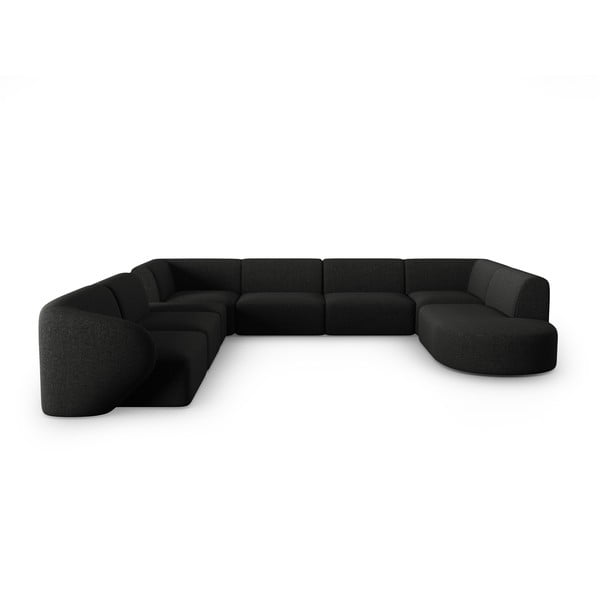 Kampinė sofa juodos spalvos (su kairiuoju kampu/„U“ formos) Shane – Micadoni Home