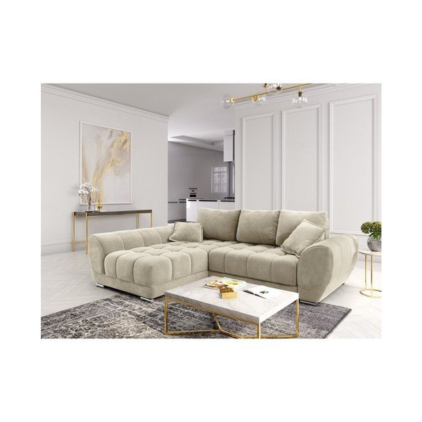 Smėlio spalvos aksominė sofa-lova Windsor & Co Sofos Nuage, kairysis kampas-image-1