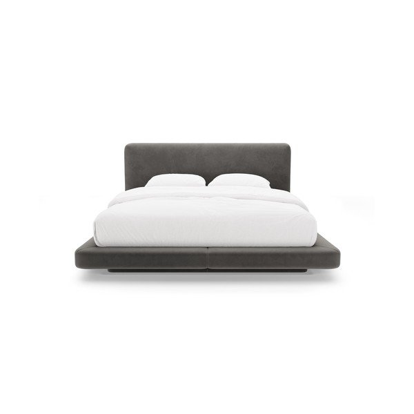 Tamsiai pilkos spalvos dvigulė lova audiniu dengta 200x200 cm Linea – Micadoni -image-3