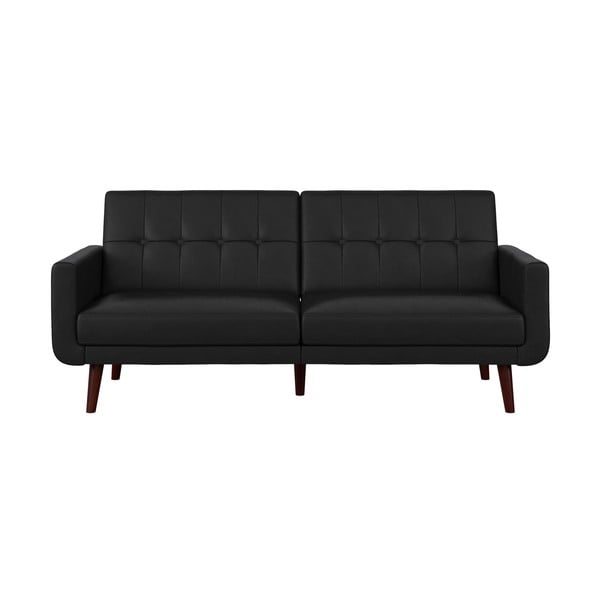 Juodos spalvos iš dirbtinės odos sulankstoma sofa 200 cm Nola – Støraa