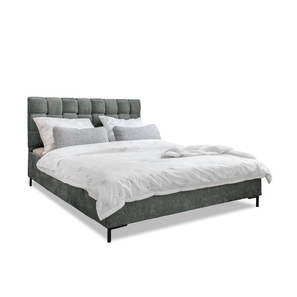 Dvigulė lova šviesiai žalios spalvos audiniu dengta su lovos grotelėmis 140x200 cm Eve – Miuform