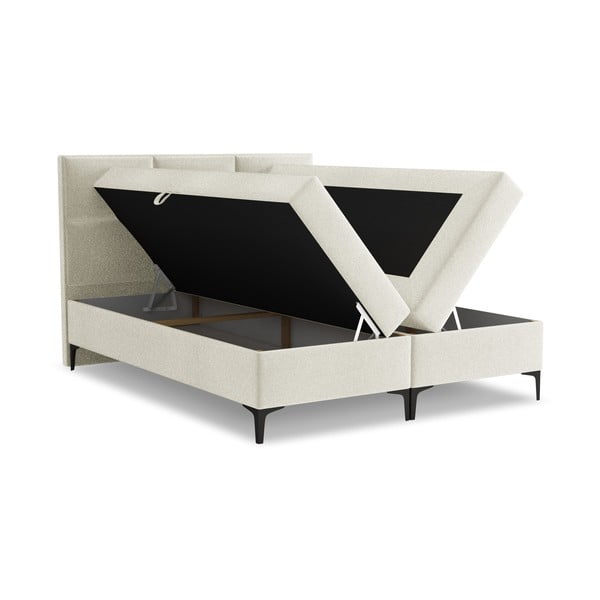 Smėlio spalvos spyruoklinė lova su sandėliavimo vieta 140x200 cm Pakalana – Makamii-image-1