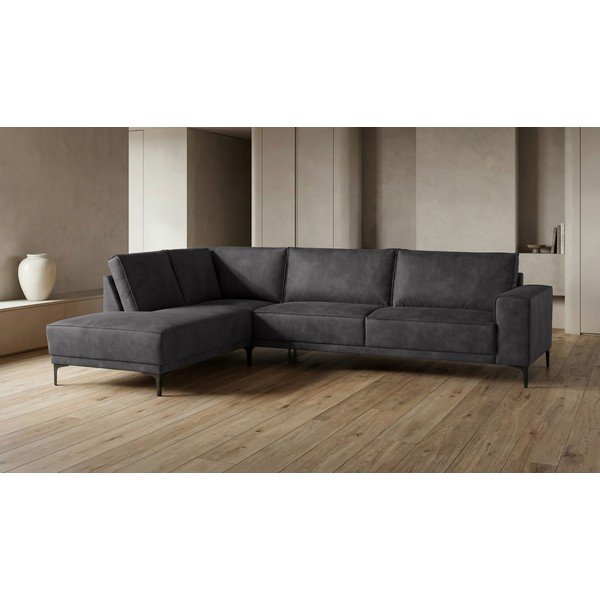 Iš dirbtinės odos kampinė sofa antracito spalvos (su kairiuoju kampu) Copenhagen – Scandic-image-4