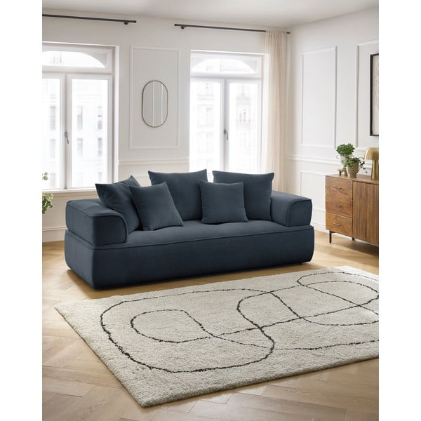 Tamsiai mėlynos spalvos iš šenilinio audinio sofa 237 cm Whesley – Bobochic Paris-image-1