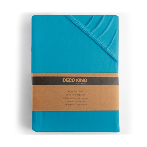 Mėlynos spalvos iš Jersey audinio paklodė su guma 90x200 cm Amber – Restilo-image-4