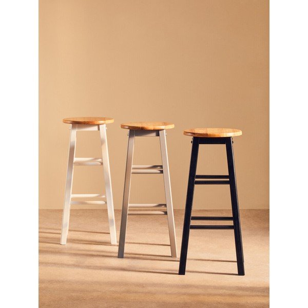 Baltos spalvos/natūralios spalvos iš kaučiukmedžio masyvo baro taburetė (sėdynės aukštis 74 cm) Chester – Premier Housewares-image-4