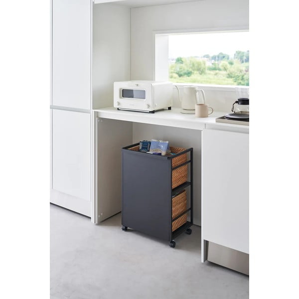 Iš metalo lentyna ant ratukų juodos spalvos 42x60 cm Tower – YAMAZAKI-image-4