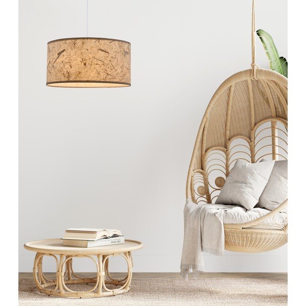 Kabantis šviestuvas smėlio spalvos ø 30 cm su tekstiliniu gaubtu Papirus – Candellux Lighting-image-1