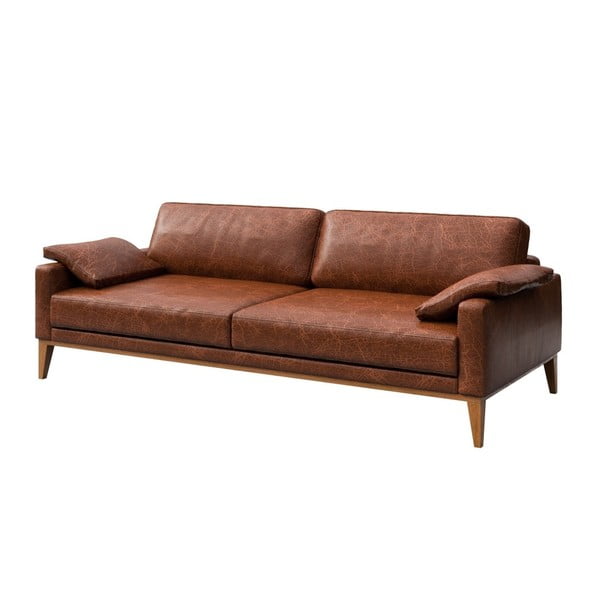 Raudonai ruda odinė sofa MESONICA Musso, 211 cm-image-2