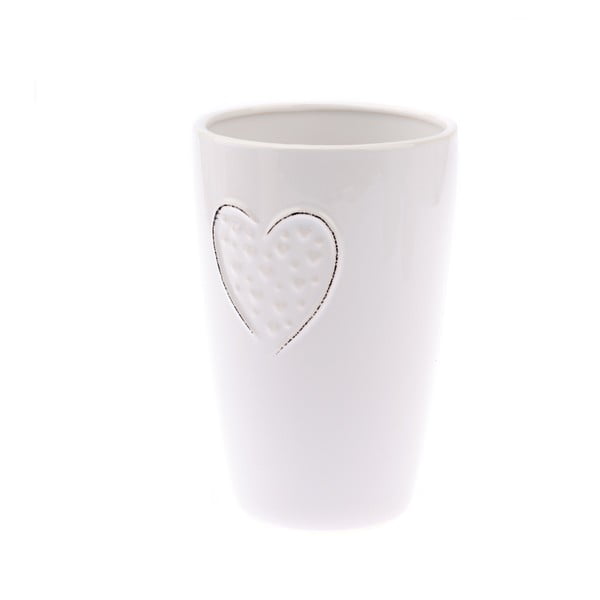 Balta keraminė vaza "Dakls Hearts Dots", aukštis 18,3 cm