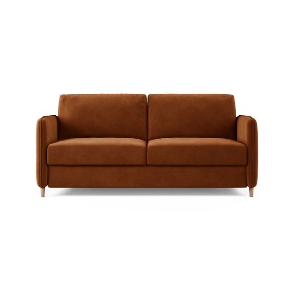 Terakotos spalvos sofa miegojimui iš velveto 184 cm – Micadoni 