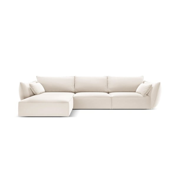 Smėlio spalvos iš velveto kampinė sofa (su kairiuoju kampu/su gultu) Vanda – Mazzini Sofas