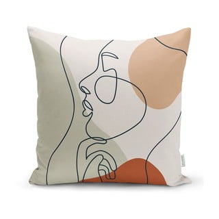 Minimalistiniai pagalvėlių užvalkalai Pastelinis piešinys Veidas, 45 x 45 cm