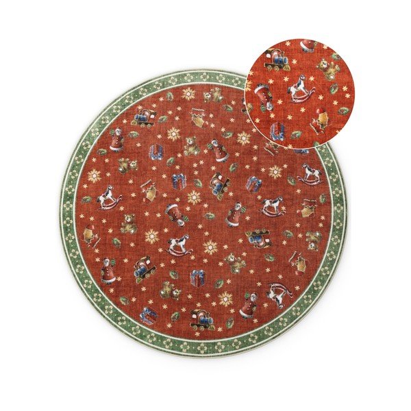 Raudonos spalvos/žalios spalvos apvalios formos kilimas su Kalėdų motyvu ø 200 cm Toy's Delight Nostalgic Noel Red Green – Villeroy&Boch