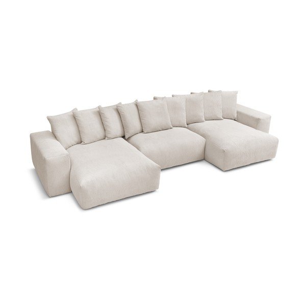 Iš kordinio velveto kampinė sofa kreminės spalvos Voltaire – Bobochic Paris-image-3