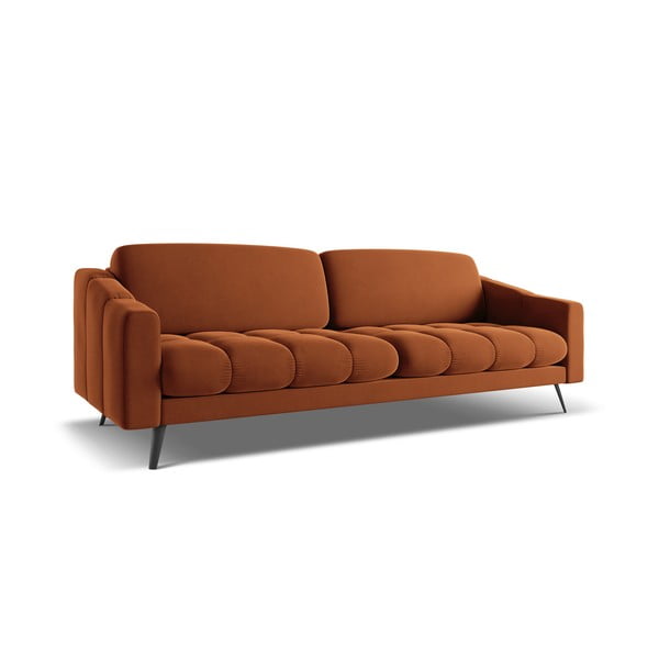Oranžinės spalvos iš velveto sofa 238 cm Nalu – Makamii-image-2