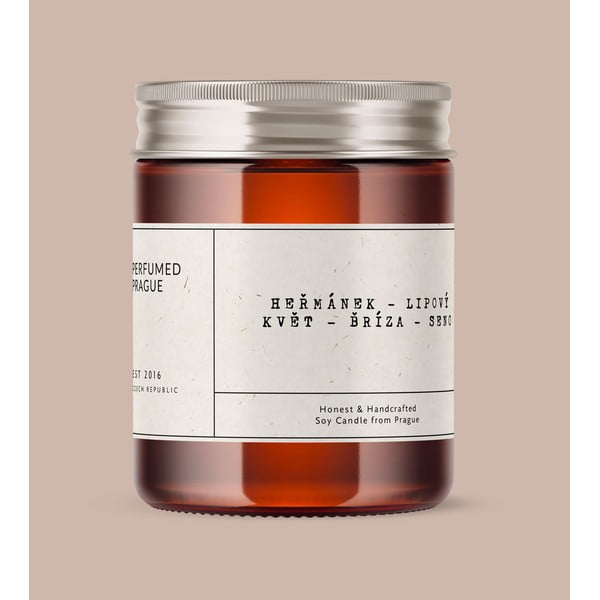 Aromatinė žvakė iš sojų vaško degimo laikas 40 h #57 Chamomile, Linden, Birch – Perfumed Prague-image-1