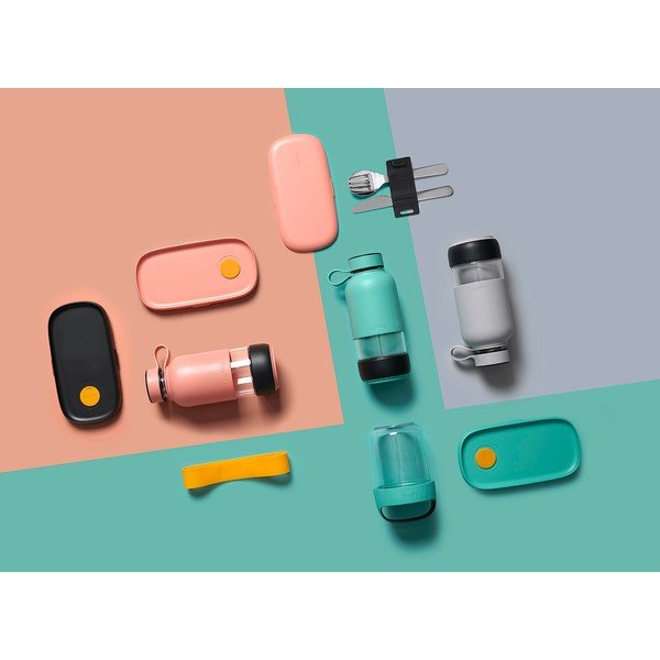 Turkio spalvos stiklinis kelioninis buteliukas 500 ml To Go – Lékué-image-1