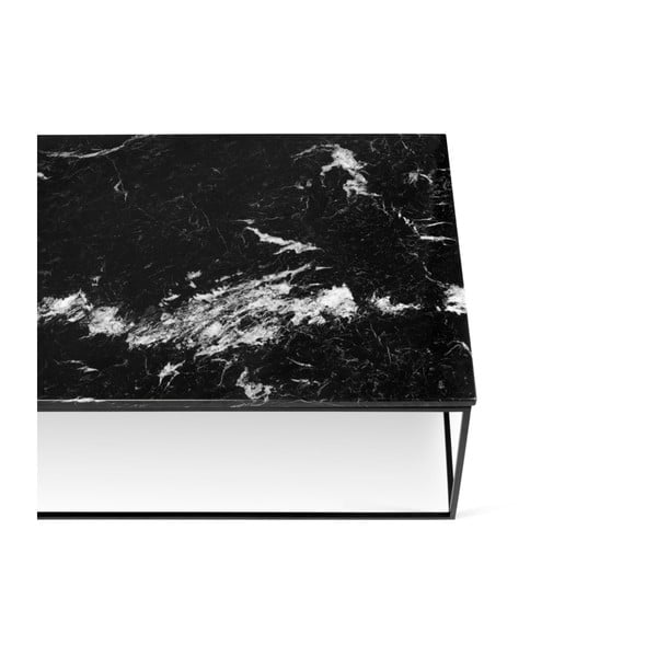Juodos spalvos marmurinis kavos staliukas su juodomis kojomis TemaHome Gleam, 120 x 75 cm-image-3